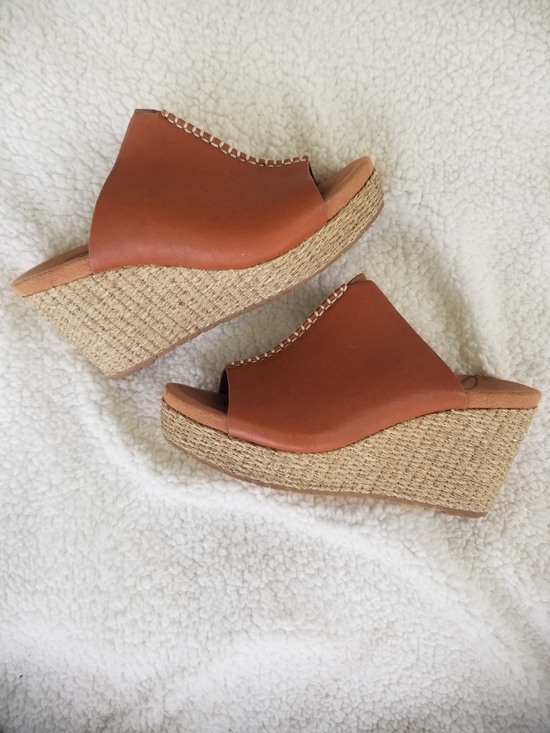 Zodiac Shoes - Leather Espadrille Wedge Slide - Casual Open-Toe Mule